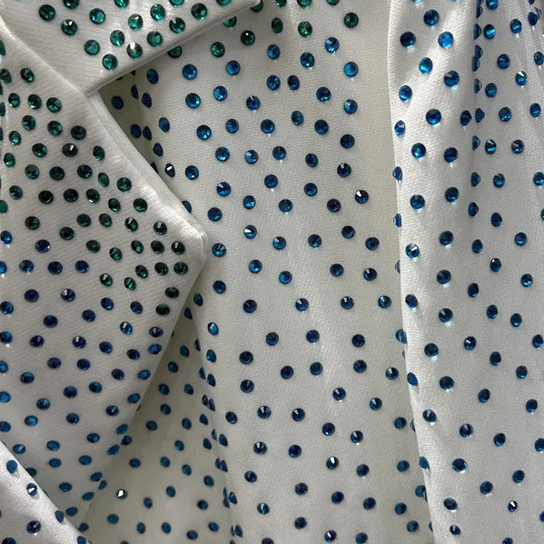 Blazer Gebroken Wit met Strass in Ocean Blauw en Zeegroen
