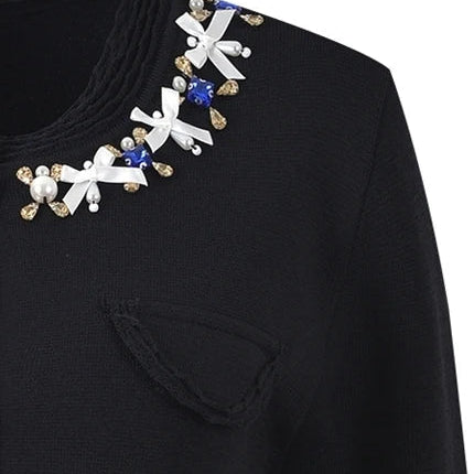 Vest Bijou Zwart met Kralen- en Strikdetails