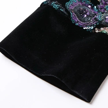 Velours Kimono Zwart met Pailletten en Borduursel