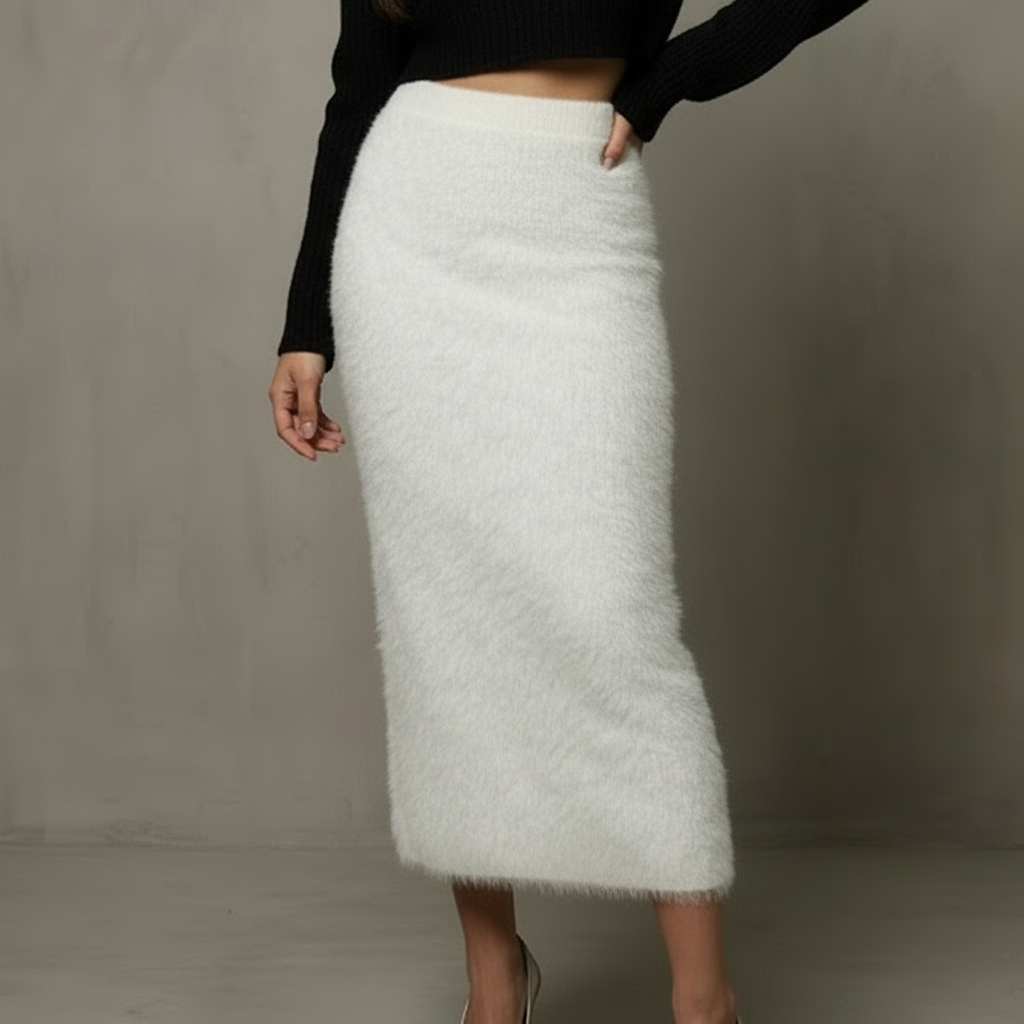 Fur-Look Gebreide Midaxi Rok | Soft Elegance Edition