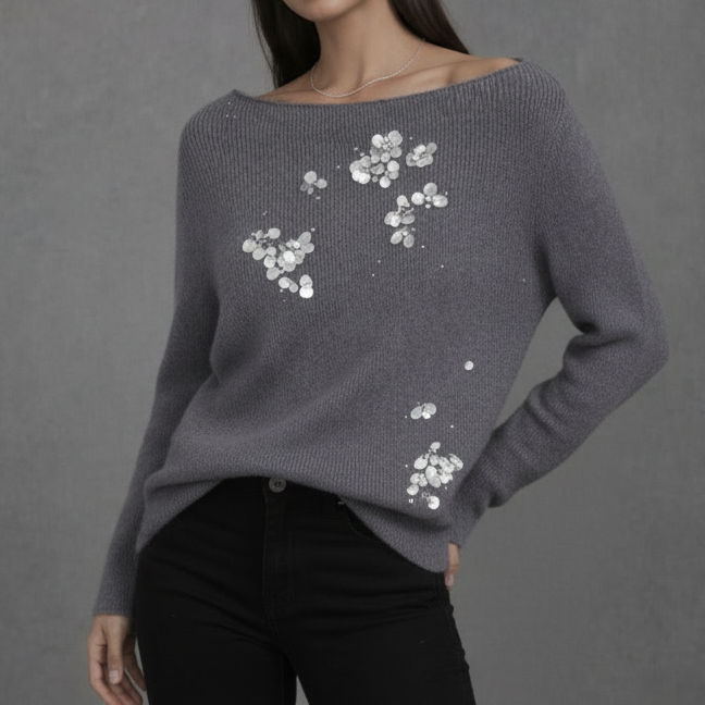 Premium Knit Co-ord Set met Florale Details en Knopen