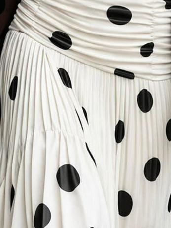 Luxe Geplooide Rok met Stippenprint