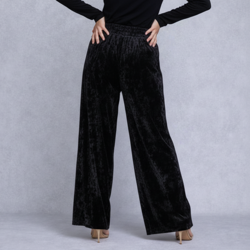 Velvet Wide Leg Broek Dames High Waist Velours Pantalon