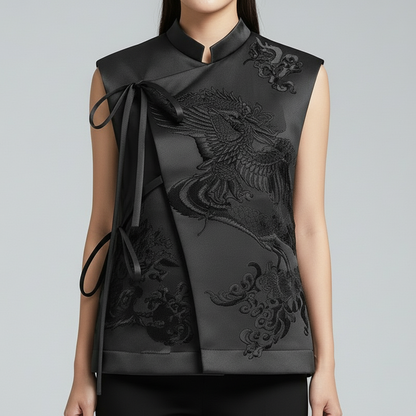 Gilet met Geborduurd Design & Strikdetail Shadow Grace