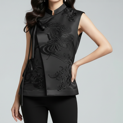 Gilet met Geborduurd Design & Strikdetail Shadow Grace