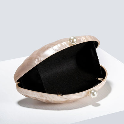 Luxe Clutch Tas Schelp Design Parel Sluiting Avondtas Dames Multi-Color