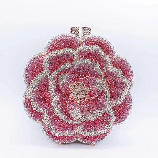 Clutch Tas met Strass Bloem Design – Luxe Avondtas