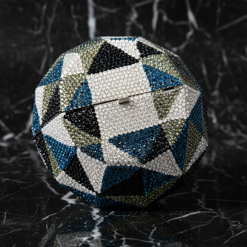 Geometrische Clutch Tas Diamond Shape Avondtas met Ketting Dames Multi-Color of Zilver