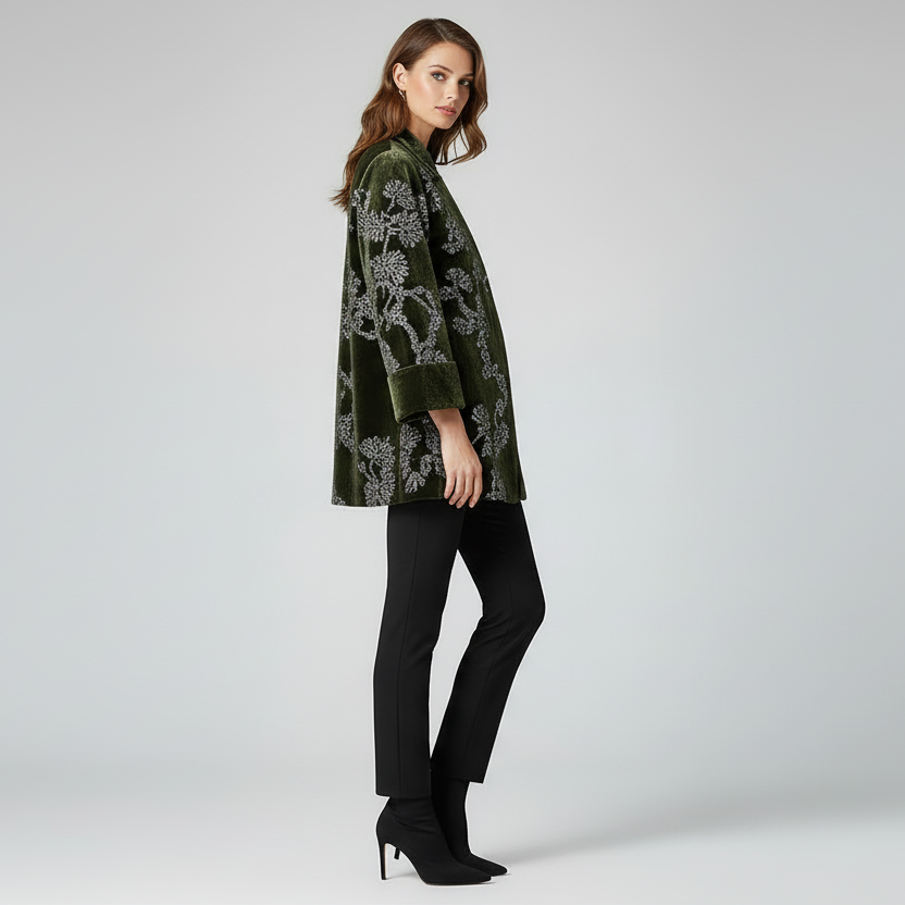 Velours Damesjas met Pailletten Forest Bloom