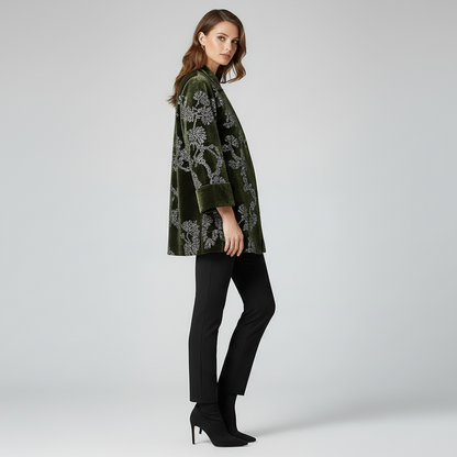 Velours Damesjas met Pailletten Forest Bloom