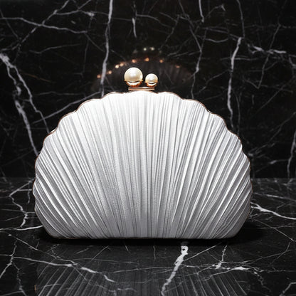 Elegante Clutch met Plooi Design Avondtas met Kralen Sluiting en Schouderketting
