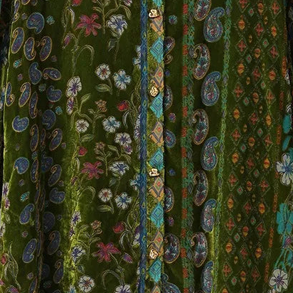 Paisley Velours Blouse met Kralendetails