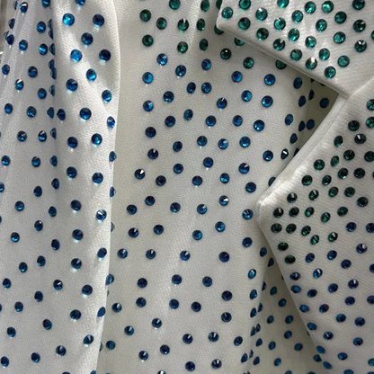 Blazer Gebroken Wit met Strass in Ocean Blauw en Zeegroen