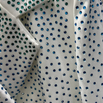 Blazer Gebroken Wit met Strass in Ocean Blauw en Zeegroen