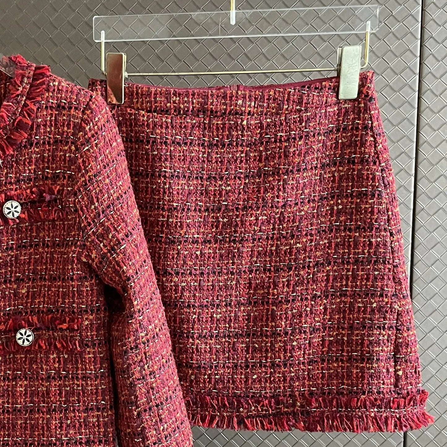 Tweed Two-Piece Set Rood – Blazer & Mini Rok
