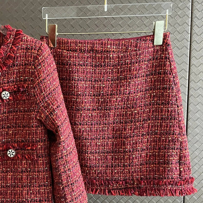Tweed Two-Piece Set Rood – Blazer & Mini Rok