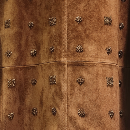 Suède Look Jas met Kralenwerk Golden Touch