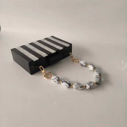 Clutch Marmer Look Avondtas Streep