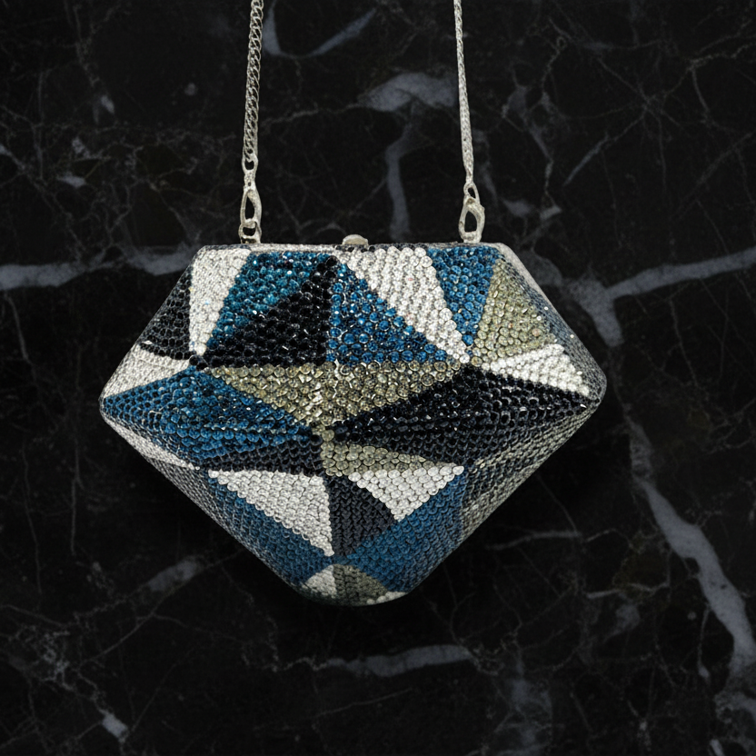 Geometrische Clutch Tas Diamond Shape Avondtas met Ketting Dames Multi-Color of Zilver