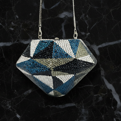 Geometrische Clutch Tas Diamond Shape Avondtas met Ketting Dames Multi-Color of Zilver