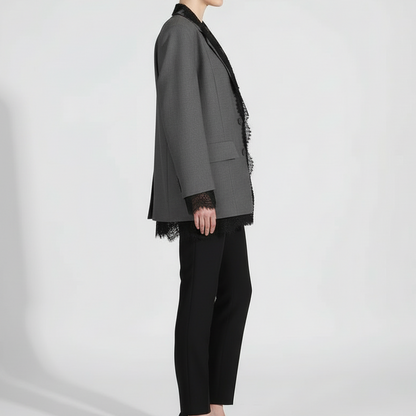 Lange Blazer met Kant Shadow Lace