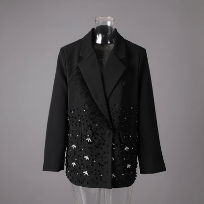 Blazer met Veren en Zilverkleurige Details