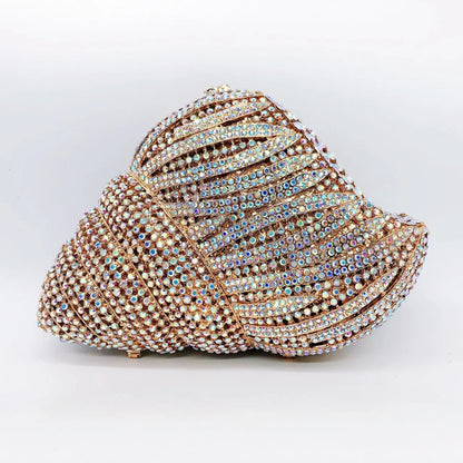 Clutch Tas met Schelp Design en Steentjes – Luxe Avondtas