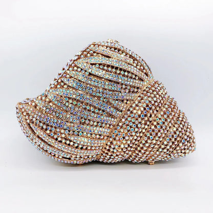 Clutch Tas met Schelp Design en Steentjes – Luxe Avondtas