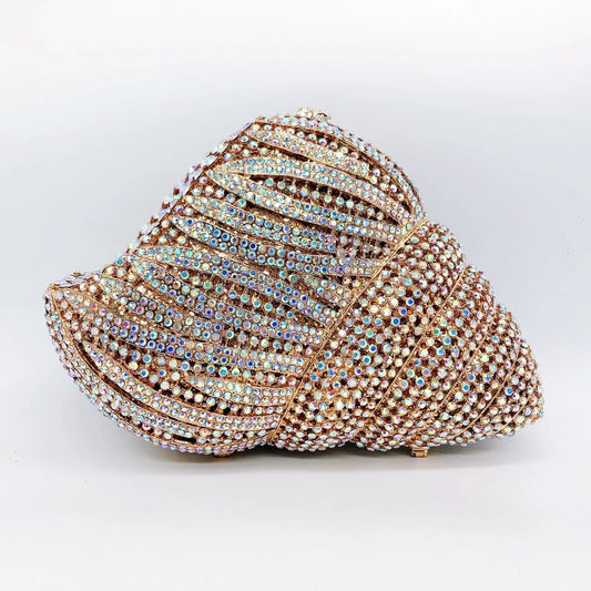 Clutch Tas met Schelp Design en Steentjes – Luxe Avondtas
