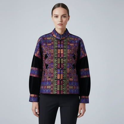 Imperial Palace Velours Jas met Rijke borduursels Paleis-Geïnspireerd Detail