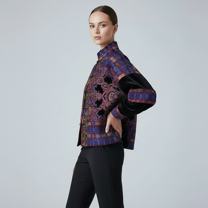 Imperial Palace Velours Jas met Rijke borduursels Paleis-Geïnspireerd Detail