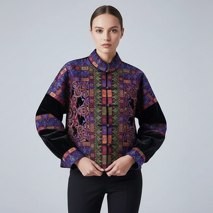 Imperial Palace Velours Jas met Rijke borduursels Paleis-Geïnspireerd Detail