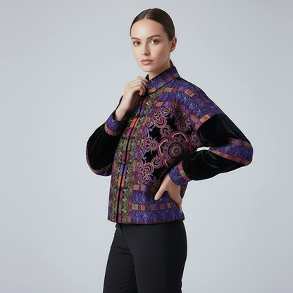 Imperial Palace Velours Jas met Rijke borduursels Paleis-Geïnspireerd Detail