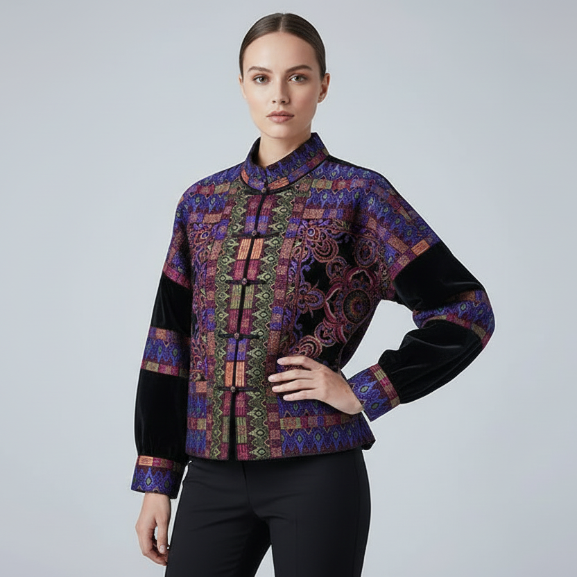 Imperial Palace Velours Jas met Rijke borduursels Paleis-Geïnspireerd Detail