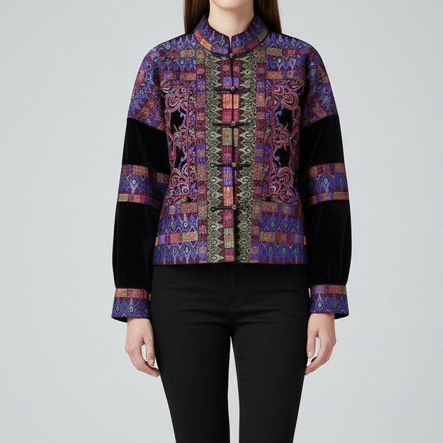 Imperial Palace Velours Jas met Rijke borduursels Paleis-Geïnspireerd Detail