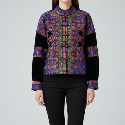 Imperial Palace Velours Jas met Rijke borduursels Paleis-Geïnspireerd Detail