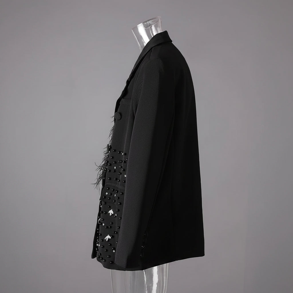 Blazer met Veren en Zilverkleurige Details