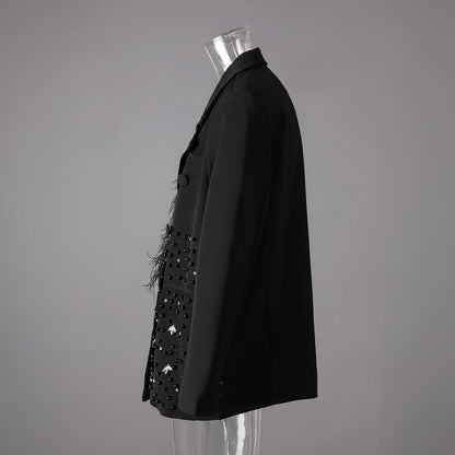 Blazer met Veren en Zilverkleurige Details