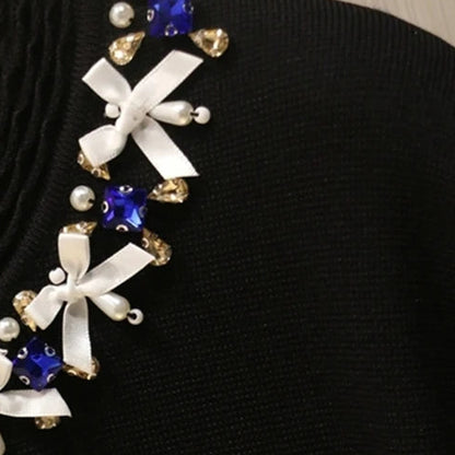 Vest Bijou Zwart met Kralen- en Strikdetails