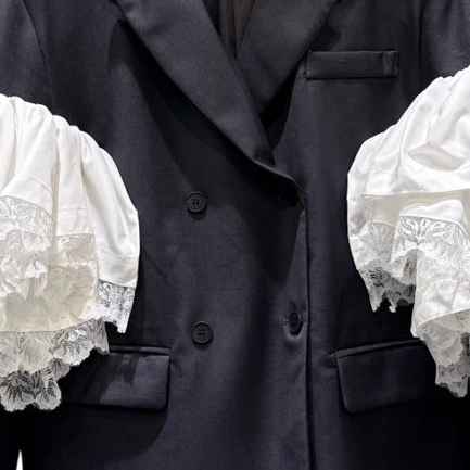 Blazer met Gelaagde Mouwen en Kant