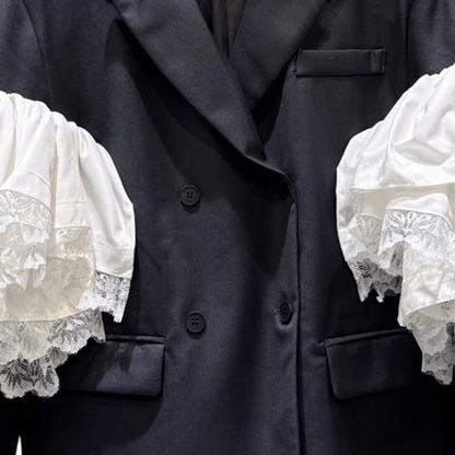 Blazer met Gelaagde Mouwen en Kant