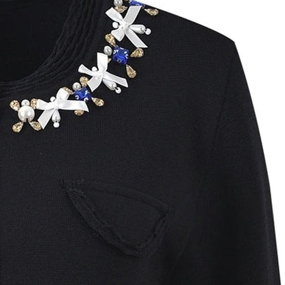 Vest Bijou Zwart met Kralen- en Strikdetails