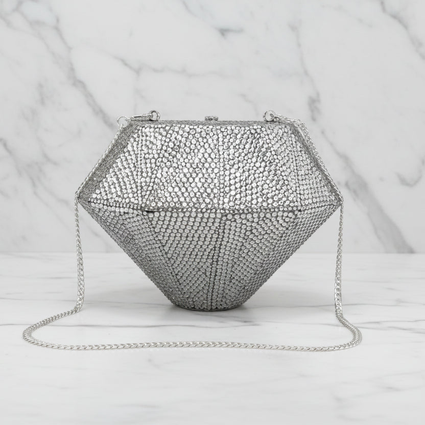 Geometrische Clutch Tas Diamond Shape Avondtas met Ketting Dames Multi-Color of Zilver