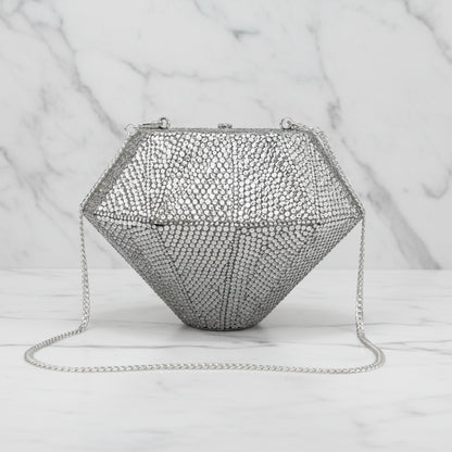 Geometrische Clutch Tas Diamond Shape Avondtas met Ketting Dames Multi-Color of Zilver