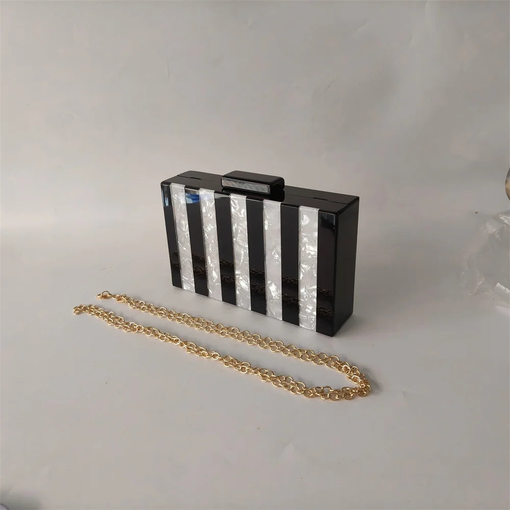 Clutch Marmer Look Avondtas Streep