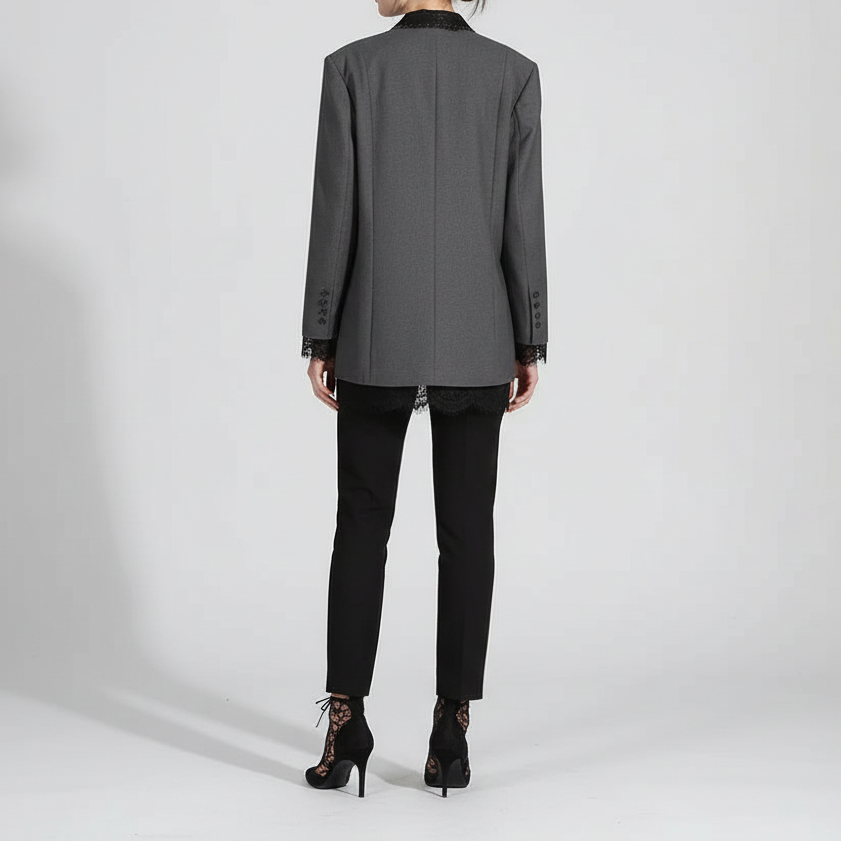 Lange Blazer met Kant Shadow Lace
