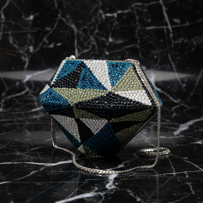 Geometrische Clutch Tas Diamond Shape Avondtas met Ketting Dames Multi-Color of Zilver