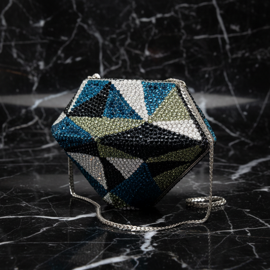 Geometrische Clutch Tas Diamond Shape Avondtas met Ketting Dames Multi-Color of Zilver