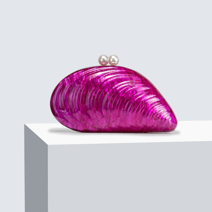 Luxe Clutch Tas Schelp Design Parel Sluiting Avondtas Dames Multi-Color