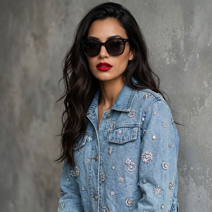 Denimjacket – Sunshine Bleach Spijkerjas met Kralen en Pailletten